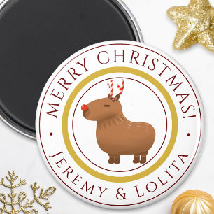 Imán Graciosos Navidades de renos de Capybara