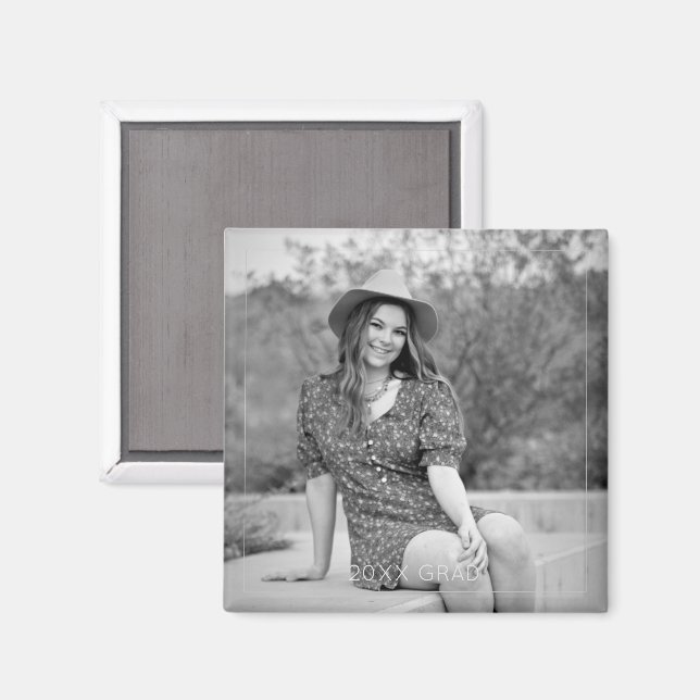 Imán Grad 20XX Foto Graduado de Keepsake sin tiempo (Anverso/Reverso)