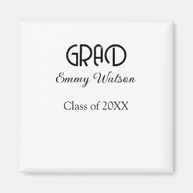 Imán Grad bold letter graduation name class of 20XX sim (Frente)