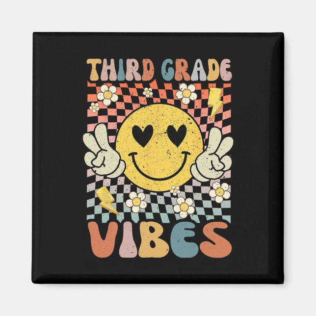 Imán Grado Vibes 3er Grado Maestro Retro 1er Día De Sch (Frente)