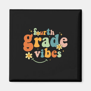 Imán Grado Vibes 4º Grado Equipo Retro Primer Día De La