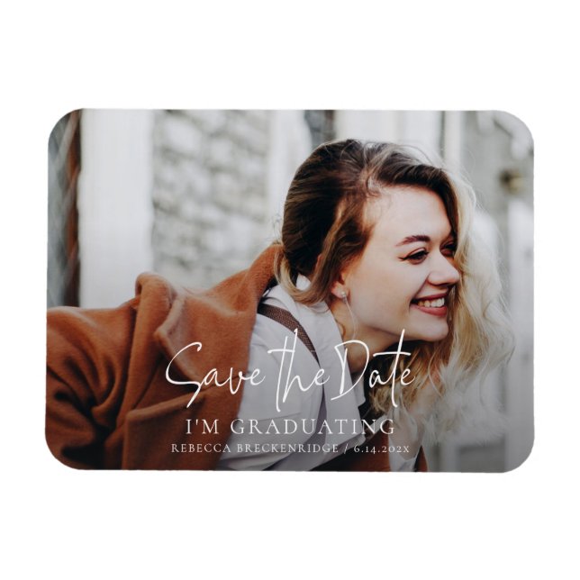 Imán Graduación 2025 Foto de grado Guardar la fecha (Horizontal)