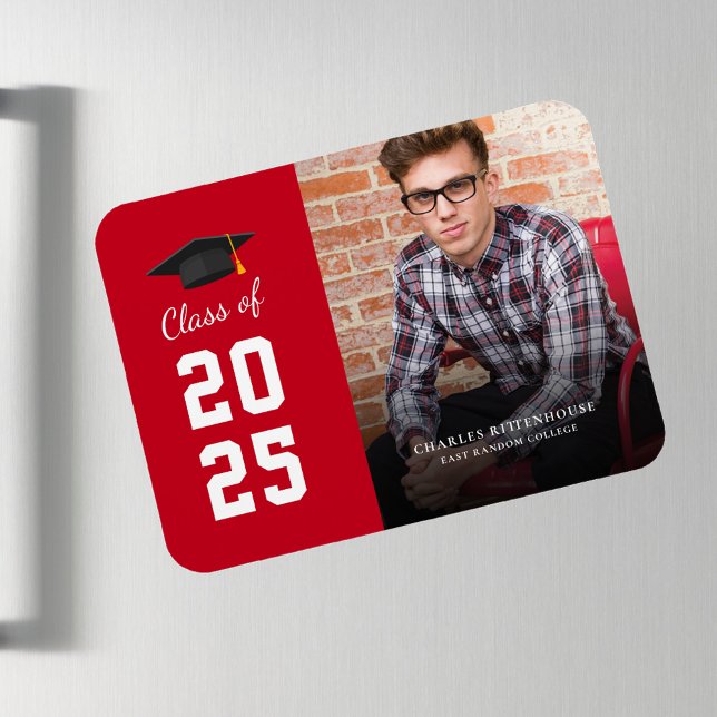 Imán Graduación 2025 Foto Invitación de graduación de g (Graduation Photo Announcement Magnet Card.)