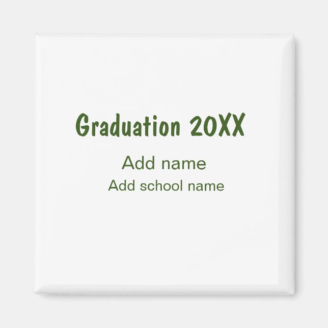 Imán Graduación 20XX añadir nombre de año escuela verde (Frente)
