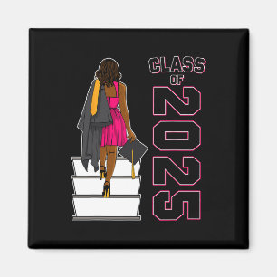 Imán Graduación De Chica Afro-Estadounidense Afro-Negro