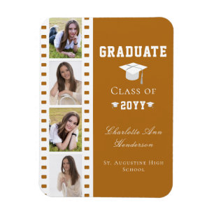 Imán Graduación de cuatro Collages de fotos   Anaranjad