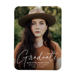 Imán Graduación de fotos de escritura blanca de grado m