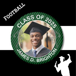 Imán Graduación de Fútbol Fotográfico Verde