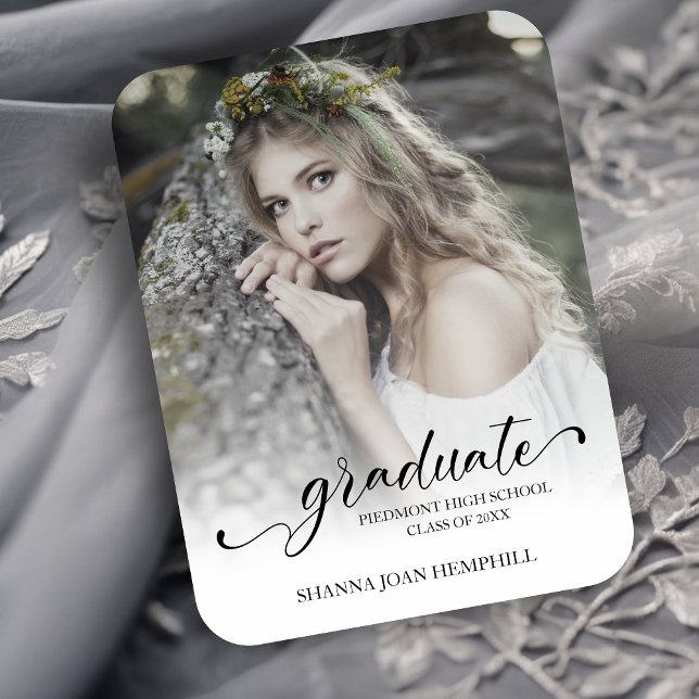 Imán Graduación de la Escuela de Típografía de moda Scr (Chic Typography Script Graduate School Graduation Magnet.)