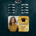 Imán Graduación de la Marcha de Oro de la moda Foto Gra<br><div class="desc">Este imán de invitación para graduados de fotografía senior con brillo de oro de moda presenta un elegante guión negro junto a la fotografía de tu graduado de secundaria o universitario para la clase superior de 2025. Personalizar con tu nombre en escritura cursiva bajo la encantadora caligrafía y mandarlo a...</div>