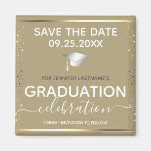 Imán Graduación de oro Guardar la fecha