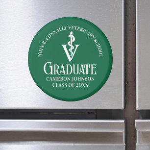 Imán Graduación de personalizado Green Veterinary Schoo