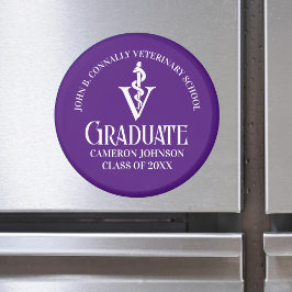 Imán Graduación de personalizado Purple Veterinary Scho