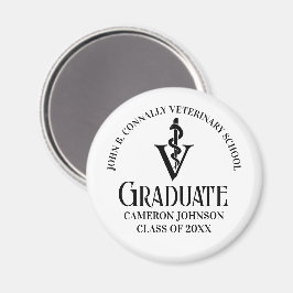 Imán Graduación en negro personalizada del Caduceus vet