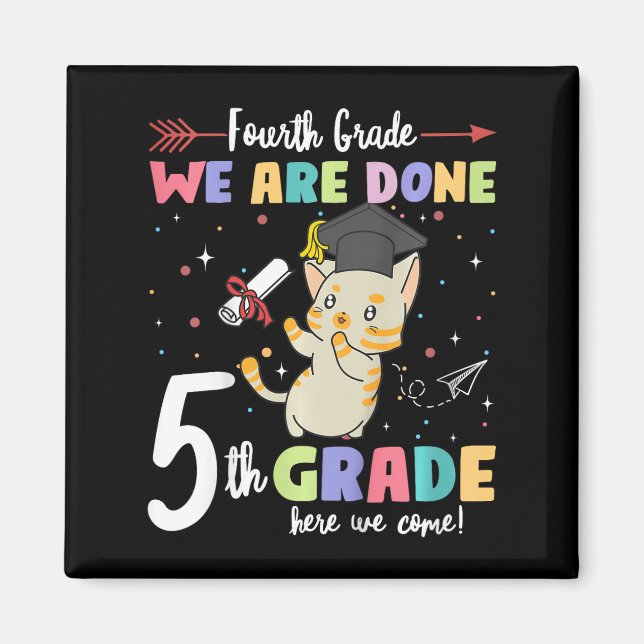 Imán Graduación Gato 4º Grado Se Realizó 5º Grado (Frente)