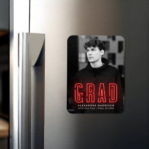 Imán Graduación moderna de fotos verticales de neón roj