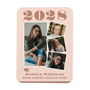 Imán Graduación moderna de Rosa de escritura rosada de 