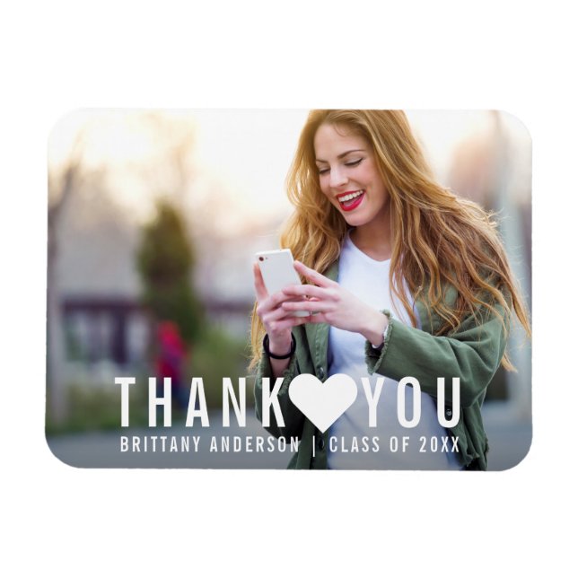 Imán Graduación moderna Gracias Corazón (Horizontal)