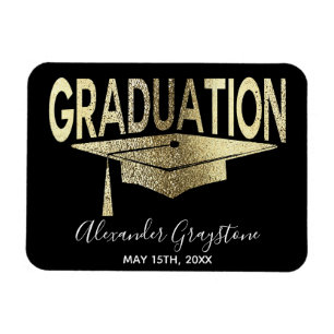 Imán Graduación Moderno Faux Gold Ahorra La Fecha