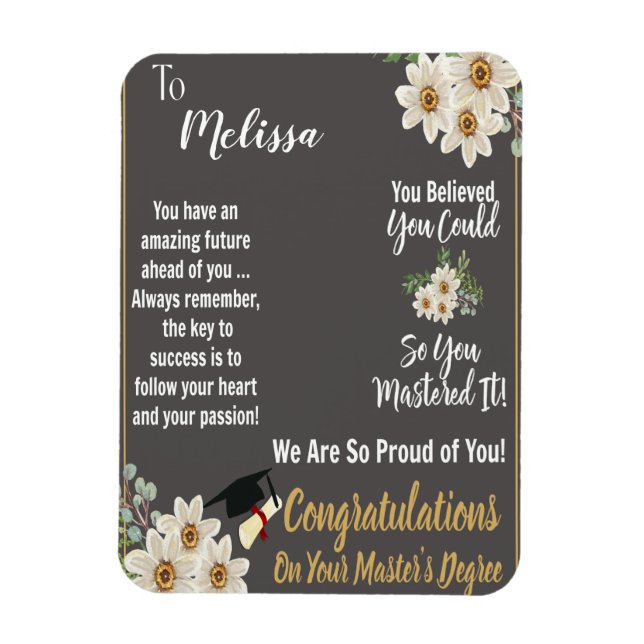 Imán Graduación personalizada de maestría (Vertical)