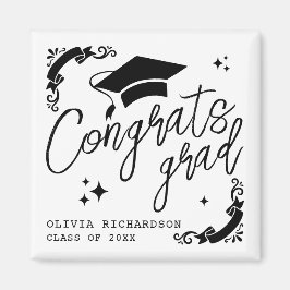 Imán Graduación Personalizada Elegante Escritura Estrel