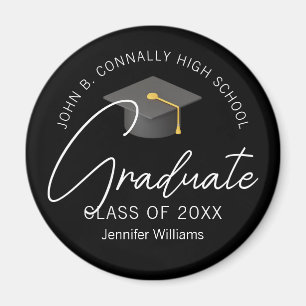 Imán Graduación Personalizada Elegante Negra
