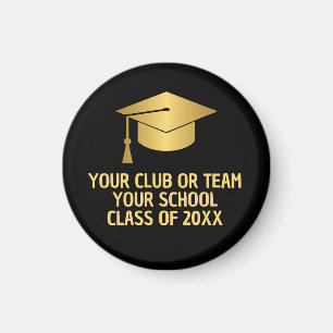 Imán Graduación personalizada oro y negro