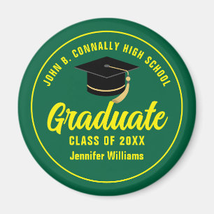 Imán Graduación personalizada verde amarillo