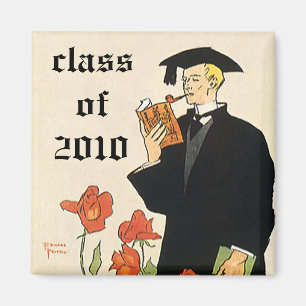 Imán Graduación Vintage, Graduado Leyendo un Libro