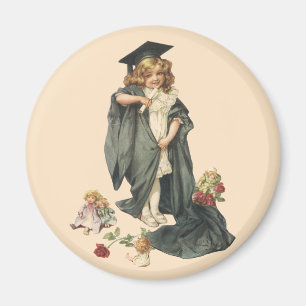 Imán Graduación Vintage, niña con gorra y toga