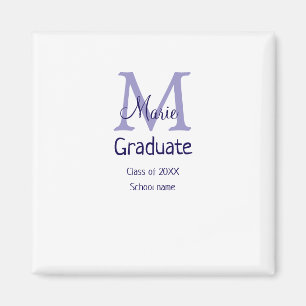 Imán Graduado añadir nombre monograma púrpura simple mí