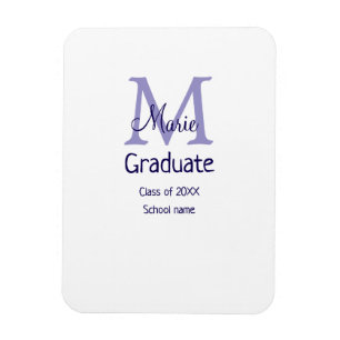 Imán Graduado añadir nombre monograma púrpura simple mí