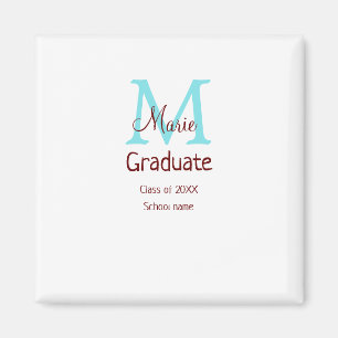Imán Graduado añadir nombre monograma verde rosa simple