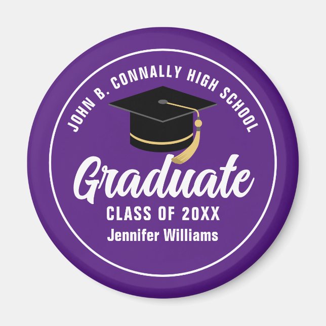 Imán Graduado de bachillerato morado blanco 2025 (Frente)