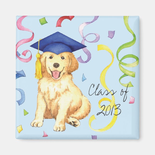 Imán Graduado de Golden Retriever (Frente)