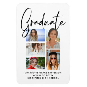Imán Graduado Elegante Script Multifoto Graduado