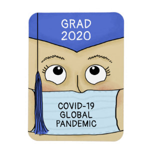 Imán Graduado femenino de piel clara COVID-19
