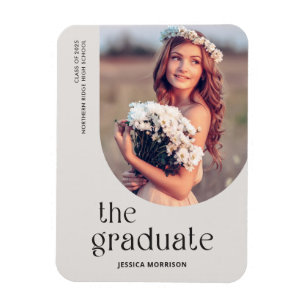 Imán Graduado gris Invitación de tipo simple de foto gr