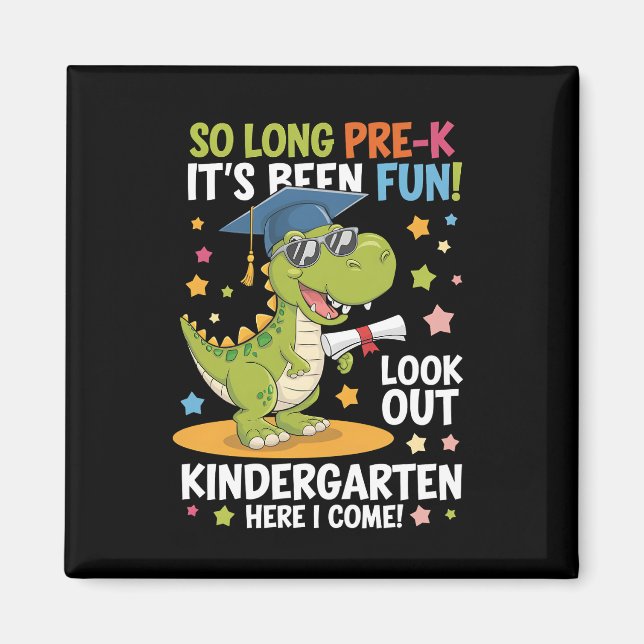 Imán Graduado Pre K Kinder Dinosaurio T Rex (Frente)