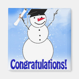 Imán Graduando A Snowman Con Diploma