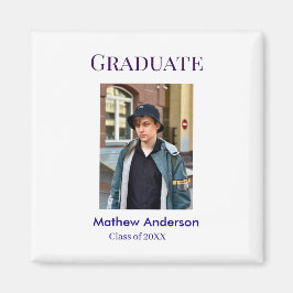 Imán Graduation photo name class of 20XX blue simple bo