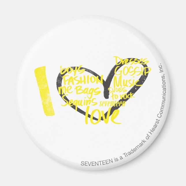 Imán Graffiti amarillo en el corazón (Frente)