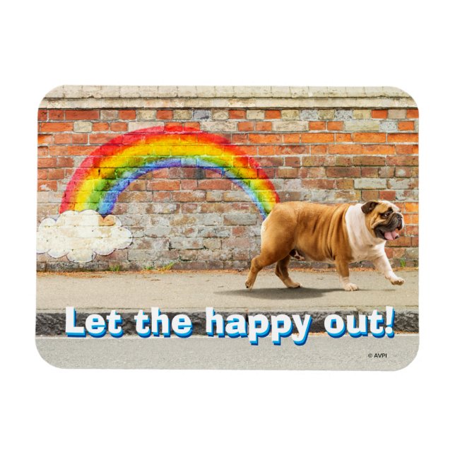 Imán Graffiti de perro y arcoiris (Horizontal)