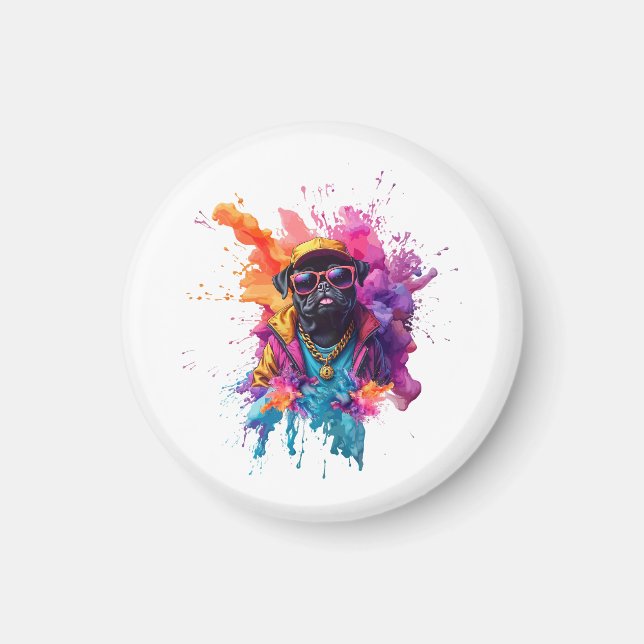 Imán "Graffiti Pug Magnet – Urban Street Art Dog Fridge (Frente)