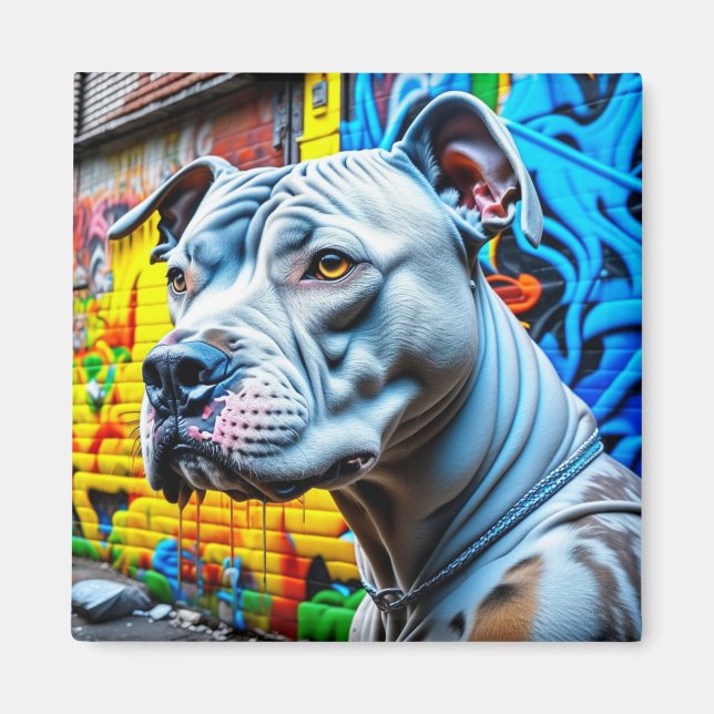 Imán Graffiti urbano Arte callejero Pitbull (Frente)