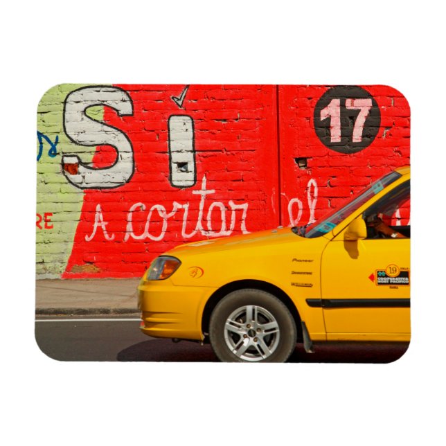 Imán Graffiti y taxi amarillo, Ecuador (Horizontal)