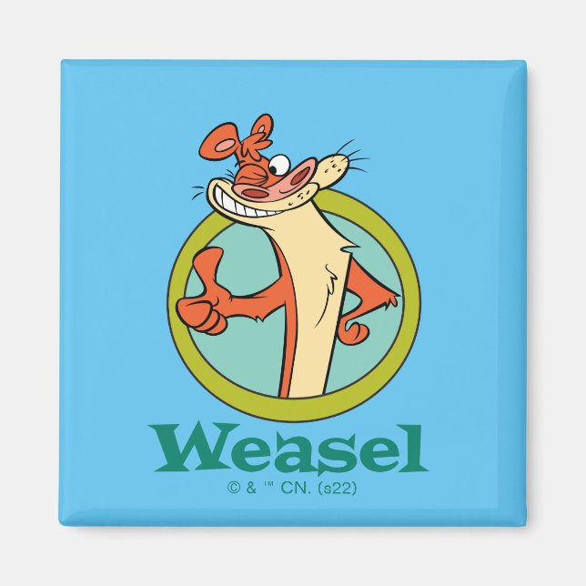 Imán Gráfica de caracteres de Thumbs Up de Weasel (Frente)