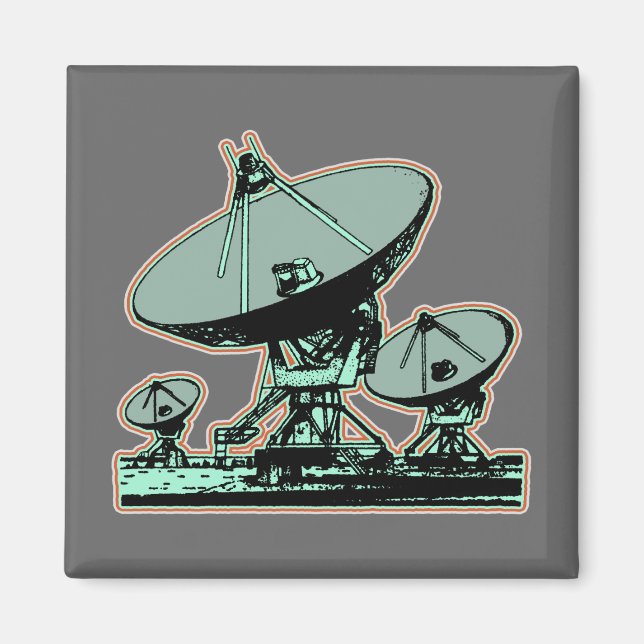Imán Gráfica de Dish por Satélite Retro (Frente)