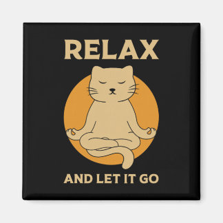 Imán Gráfica de gato divertido Yoga Zen Meditación