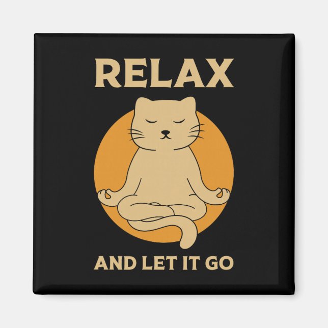 Imán Gráfica de gato divertido Yoga Zen Meditación  (Frente)